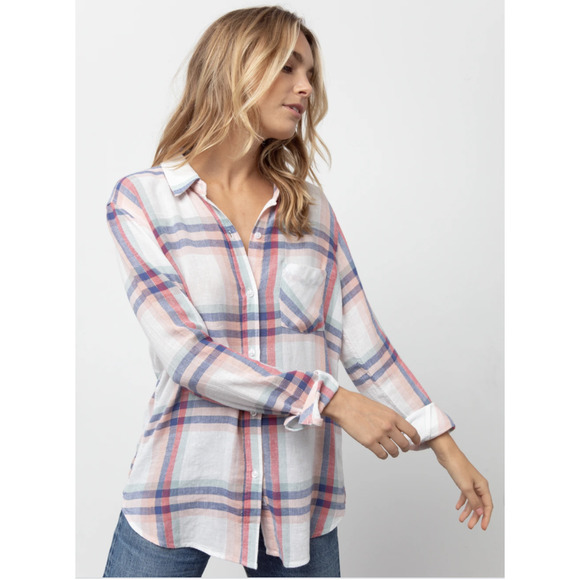 NWT Rails Charli Plaid Button Down Blouse Shirt L - Picture 3 of 12